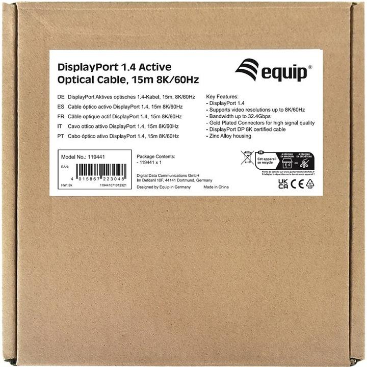 Actual product image equip DisplayPort 1.4 St/St 15m 8K/60Hz comp.HDCP black (15 m)