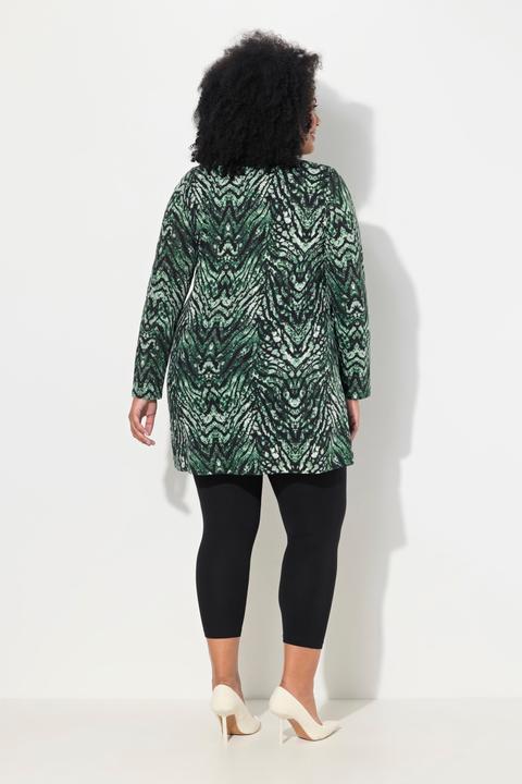 Actual product image Ulla Popken Snake Print Round Neck Swing A-Line Hem Cotton Knit Tunic (58)
