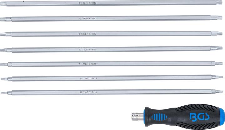 Actual product image BGS Screwdriver Set with interchangeable Blades T-Star (for Torx) / TS-Star (for Torx Plus) 8 pcs. (Pin-torx)