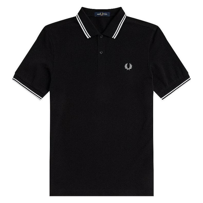 Fred Perry, Herren, Shirts, Polo Piqué Short Sleeve Black/Porcelain, Schwarz, (3XL)