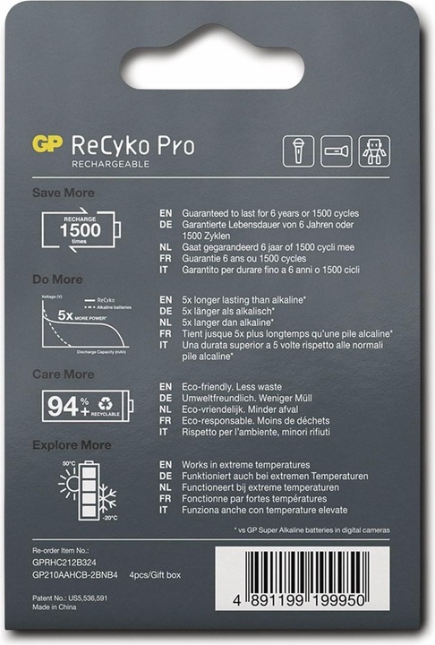 Produktbild GP Batteries ReCyko Pro (4 Stk., AA, 2000 mAh)