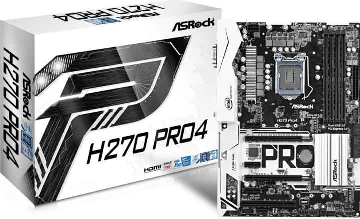 Produktbild AsRock H270 Pro4 (LGA 1151, Intel H270, ATX)