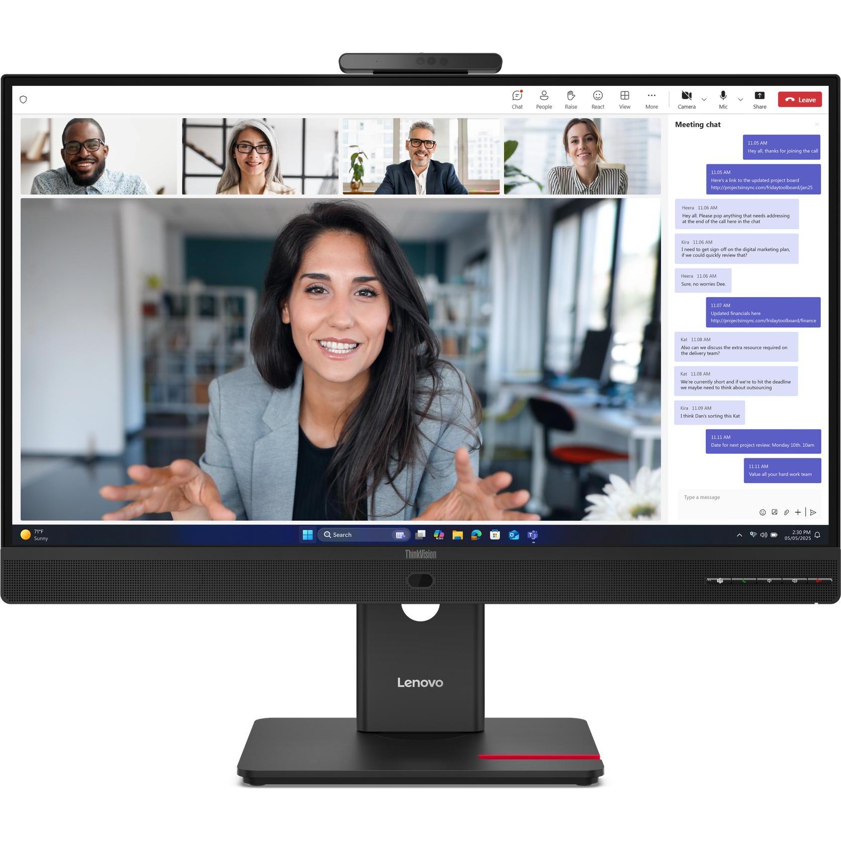 Lenovo ThinkVision T24-4v (1920 x 1080 Pixel, 23.80"), Monitor, Schwarz