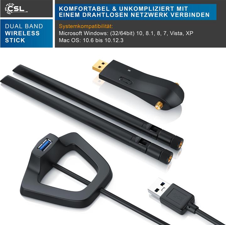 Produktbild CSL AC1200 WLAN Adapter USB 3.0 (USB 3.0)