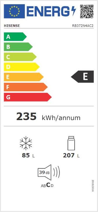 Energie-Label Hisense RB372N4AC2 (292 l)