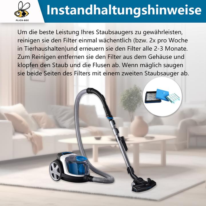 Actual product image Flickbee Filter set 3 in 1 for Philips PowerPro Compact like FC8010/02