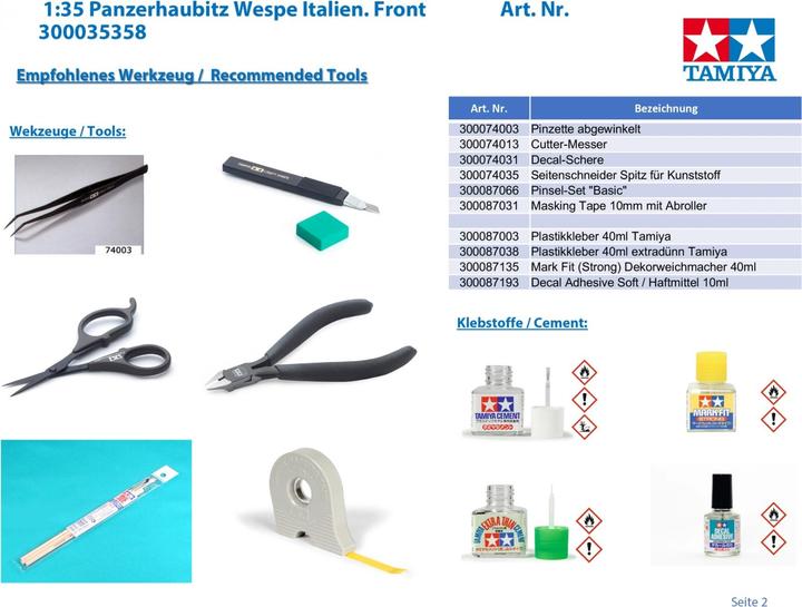 Image du produit Tamiya German Howitzer Guêpe italienne Front