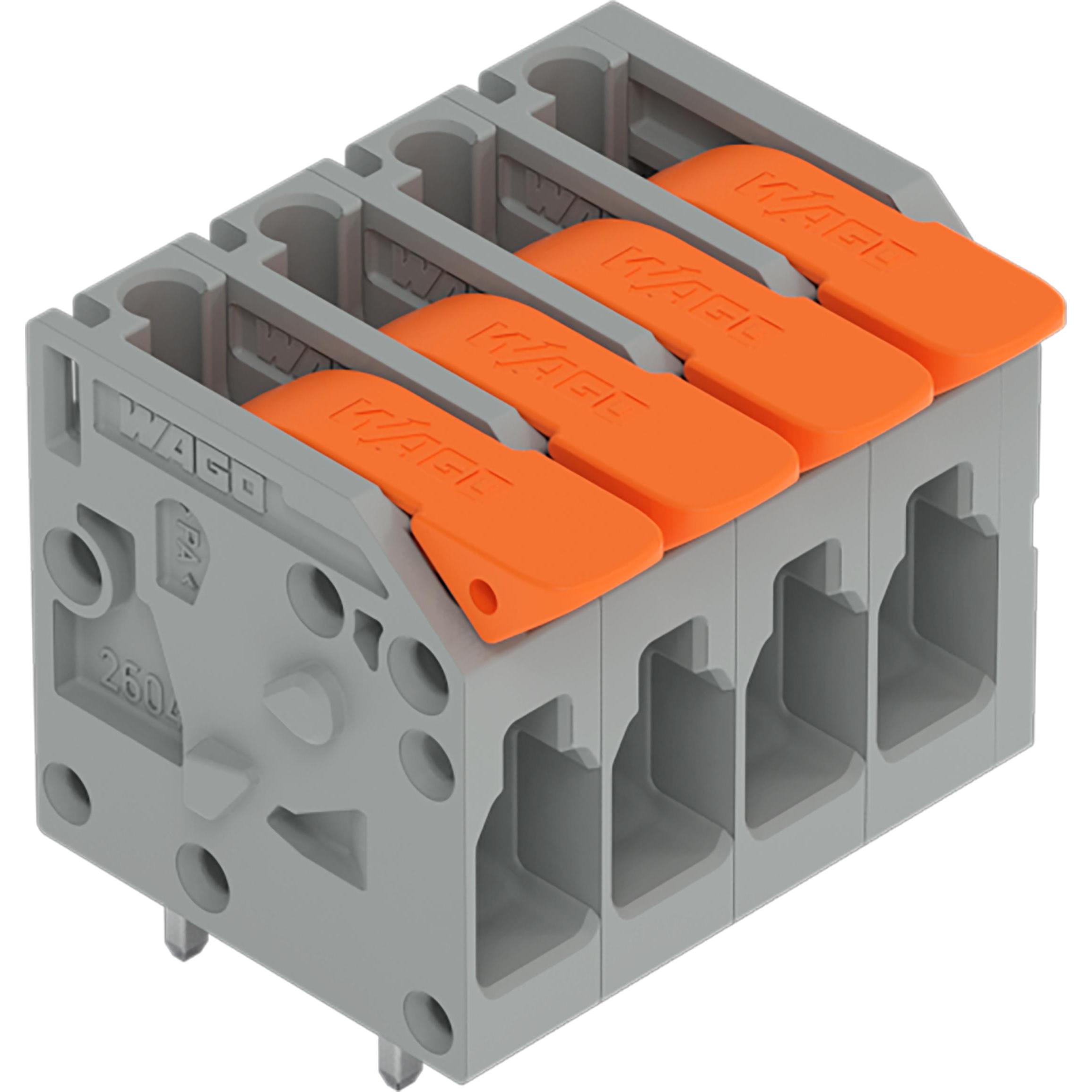 Wago Leiterplattenklemme mit Hebel, Elektronikkabel + Stecker, Grau