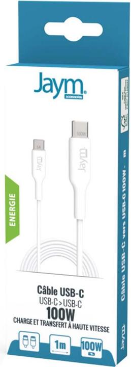 Produktbild Jaym CABLE CHARGE & SYNCHRO USB-C VERS USB-C PD 3.0 (100W) - LONGUEUR 1M - BLANC - ® (1 m, USB 3.2 Gen 2x2, 100 W)