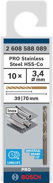 Produktbild Bosch Professional Zubehör PRO Stainless Steel HSS-Co Spiralbohrer, 3,4 x 39 x 70 mm (3.4 mm)