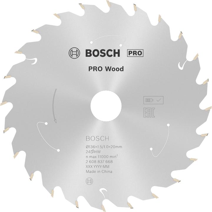 Productafbeelding Bosch Professional Zubehör Cirkelzaagblad Standaard voor hout, 136x1,5/1x20 24 tanden