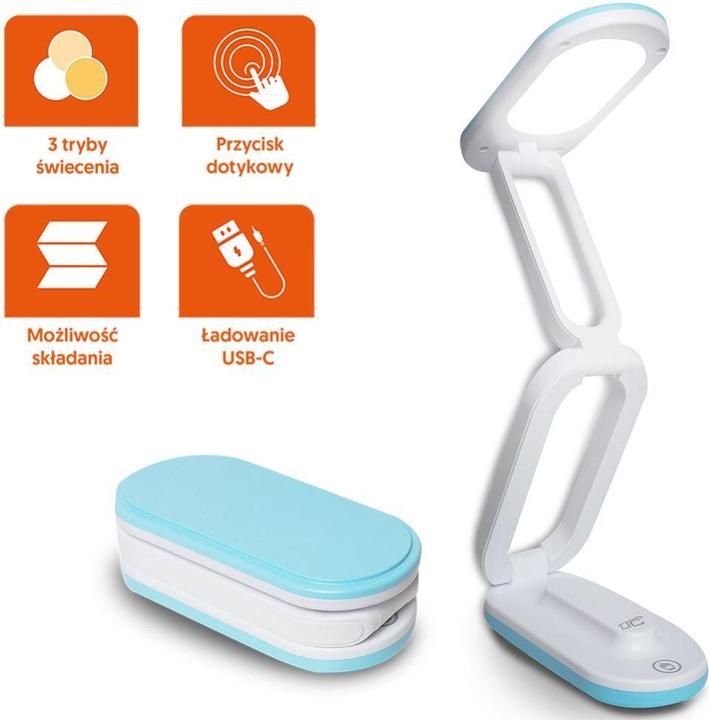 Lasmex Collapsable LED desk Lamp 10W, 3000/4500/6000K, 1200mAh, blue, LTC