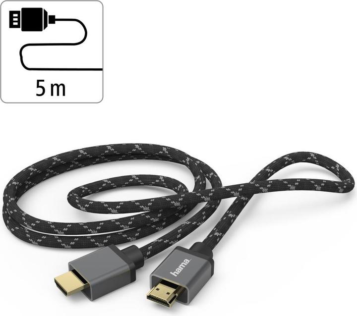Productafbeelding Hama Ultra Hoge Snelheid HDMI™ kabel, gecertificeerd, mannelijk-mannelijk, 8K, aluminium, 5,0 m (5 m, HDMI, 2.1b)