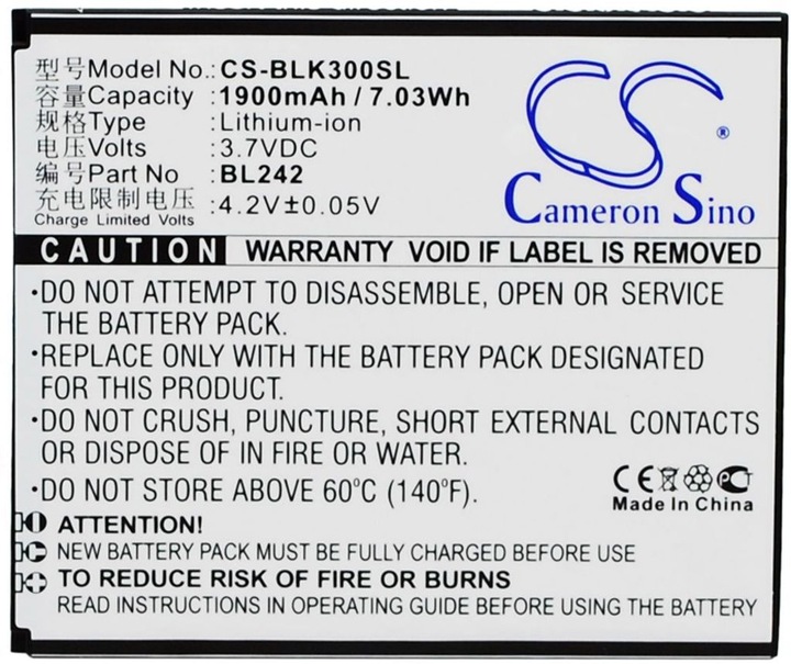 Actual product image NoName Battery for Lenovo A6000 etc