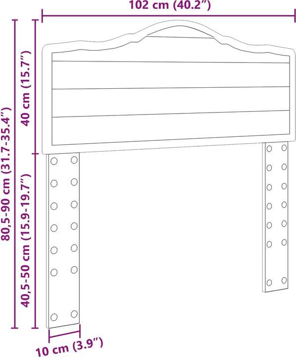 Actual product image vidaXL Modernes Kopfteil (102 x 3 x 90 cm)