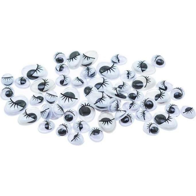 Brewis, Ciglia finte, Bewegliche ovale Augen mit schwarzen Wimpern, 26 Stück