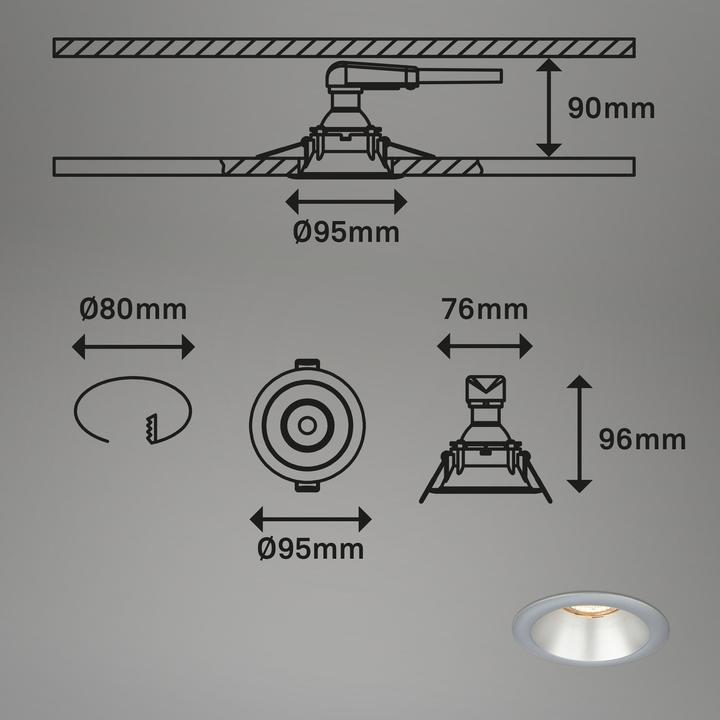Actual product image Briloner Recessed light set, chrome matt, excl. 3xLGU10 (GU10)