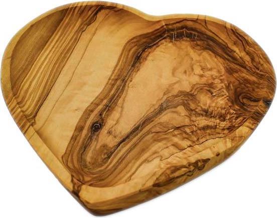 Image du produit Natura Punto Bol en forme de coeur, bois d'olivier, beau motif en bois, 20 x 21 x 2,5cm