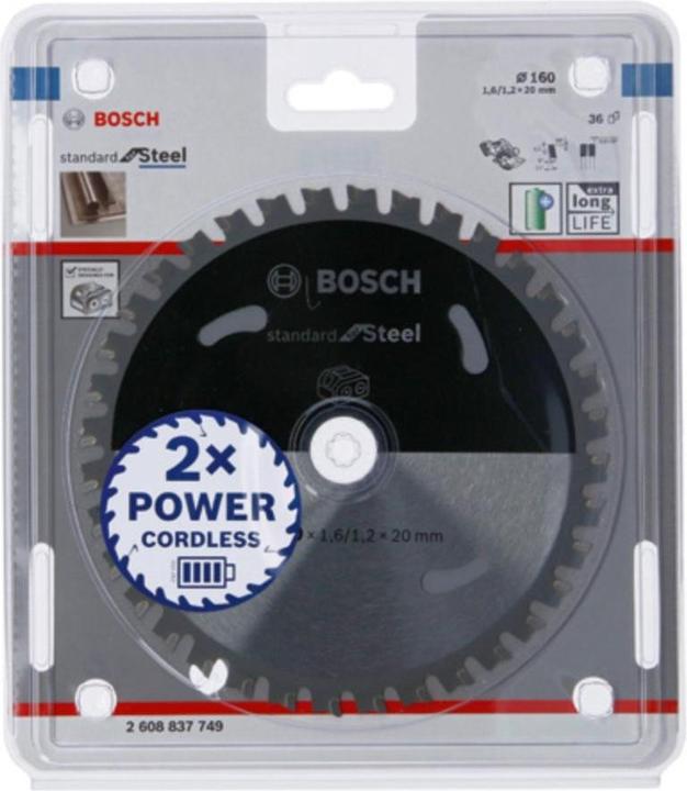 Productafbeelding Bosch Professional Zubehör Cirkelzaagblad Standaard voor staal, 160 x 1,6/1,2 x 20, 36 tanden