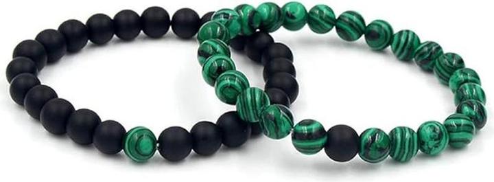 Immagine prodotto Cbx Bracciale elastico con perline Lava Rock (0.80 cm, Malachite, Pietra lavica)