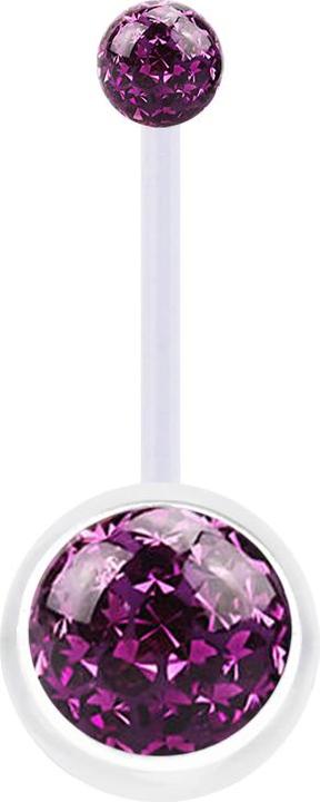 Immagine prodotto Star Piercing Banana trasparente con due sfere di cristallo strato protettivo epossidico viola (Bioflex, senza ottone)