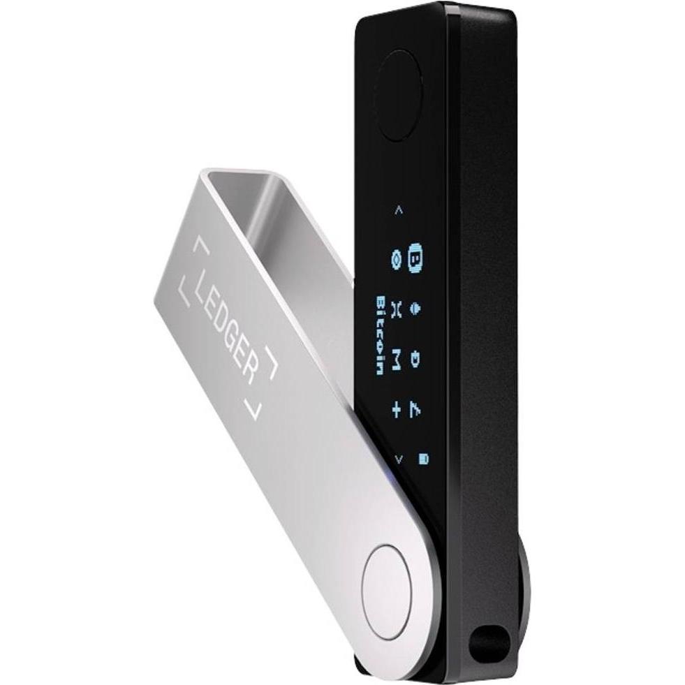 Ledger Portafoglio hardware per criptovalute Nano X nero onice (Bitcoin, Ripple, Litecoin, Altre), Crypto wallet, Nero, Argento