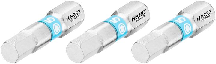 Produktbild HAZET Bit 2204N-5/3 ∙ Sechskant6,3 (1/4 Zoll) ∙ Innen Sechskant Profil ∙ 5 mm ∙ Anzahl Werkzeuge: 3… (Innensechskant)