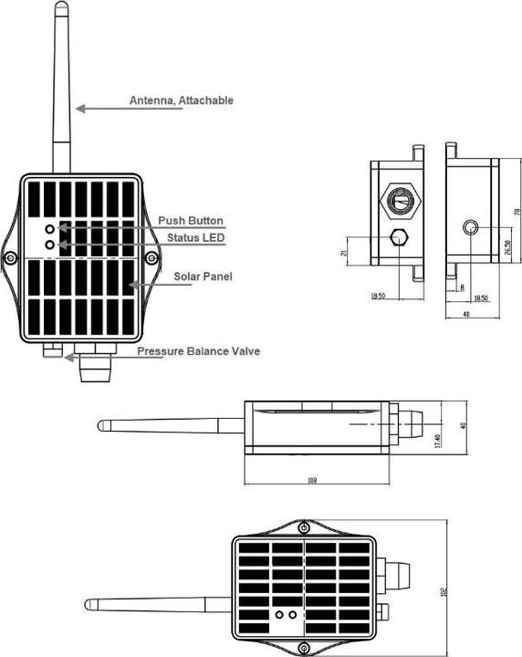 Immagine prodotto Dragino LDS12-LS Sensore di distanza LiDAR ToF LoRaWAN 0,1-12m 868MHz con energia solare
