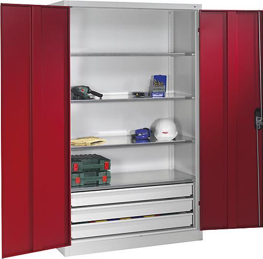 Produktbild C+P CP Stahlschrank 8931-503 lichtgrau, rubinrot 120,0 x 50,0 x 195,0 cm, aufgebaut (120 cm, 195 cm)