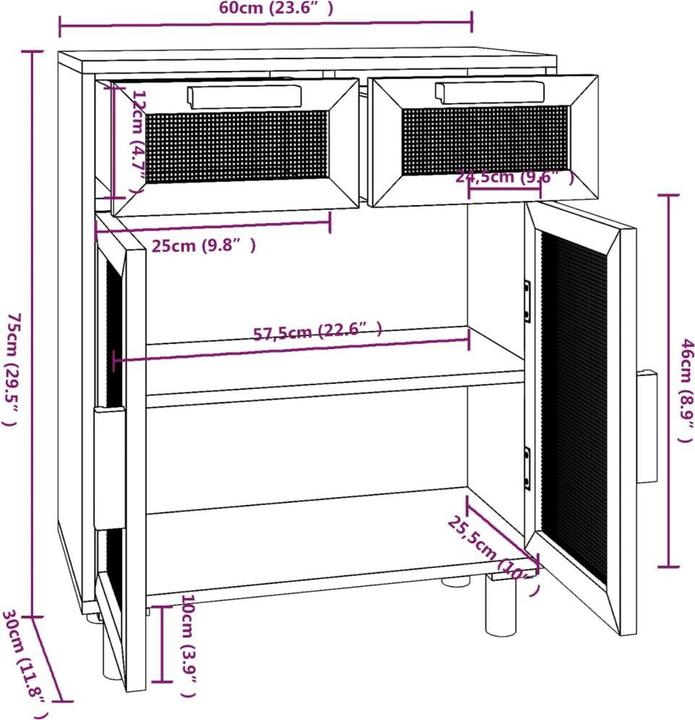 Actual product image vidaXL Liliana (60 x 30 x 75 cm)