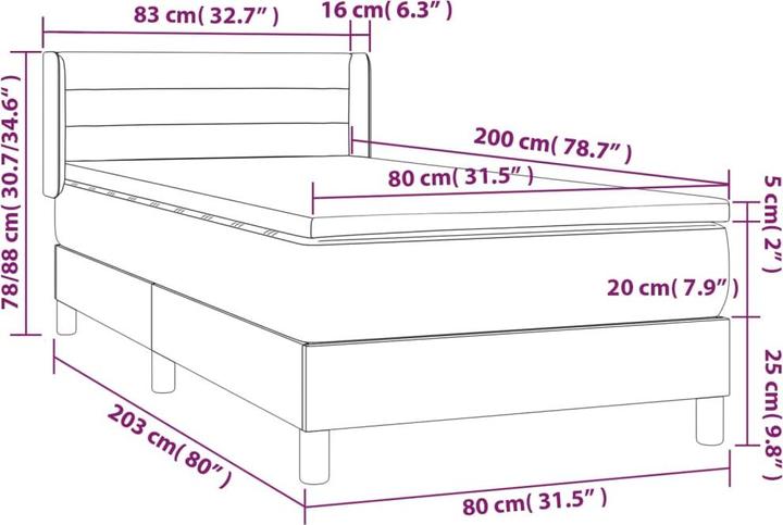 Immagine prodotto vidaXL Boxspringbett (80 x 200 cm)