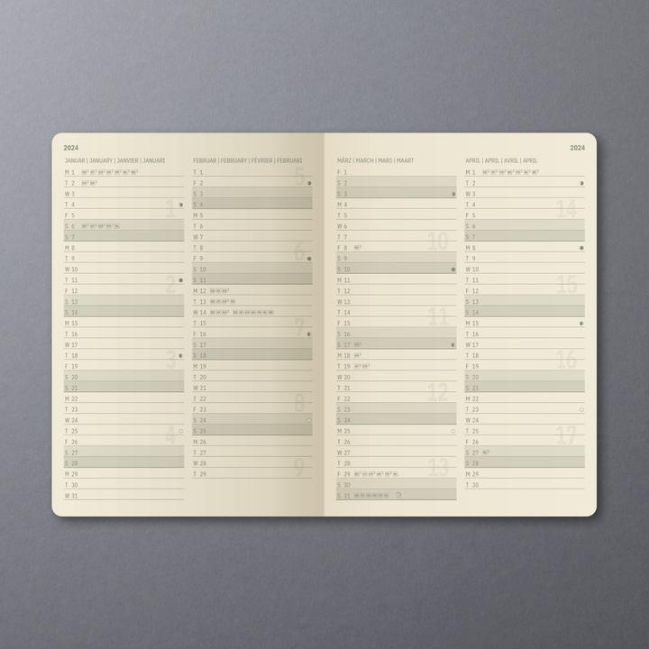Nährwerte und Zutaten Sigel Wochenkalender 2024 C2419 black, 2S/1W, HC, A5 (A5, Harter Einband, Deutsch)