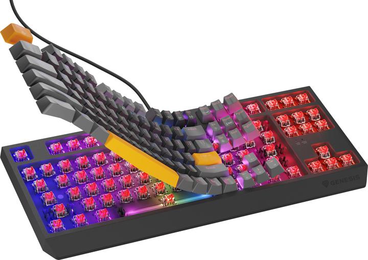 Actual product image Genesis Thor 230 TKL Anchor Gray Positive RGB Outemu Red (US, Cable, Wireless)