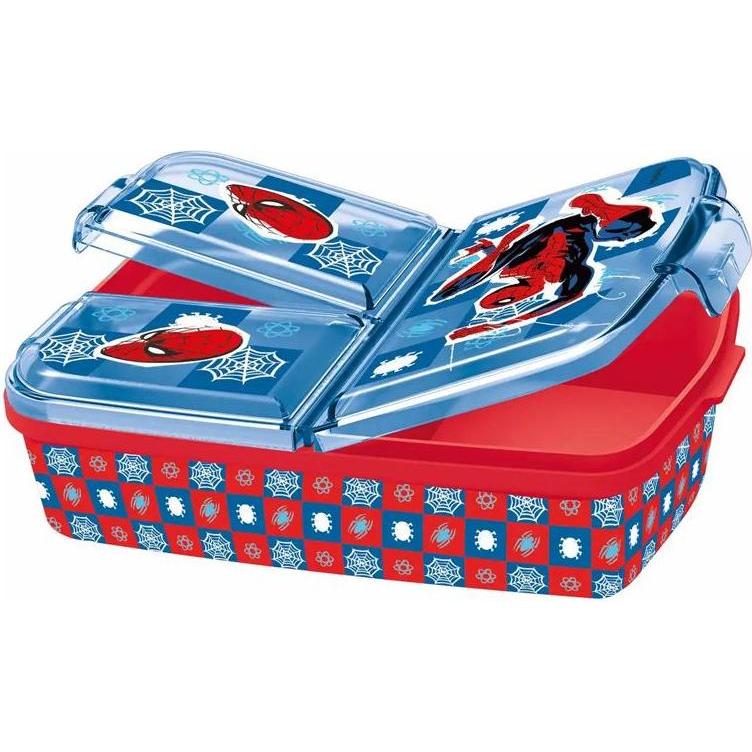 Magni Brotdose Spiderman dreigeteilt, Lunchbox, Mehrfarbig