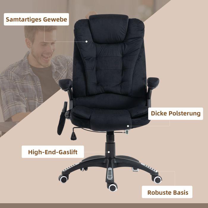 Produktbild Swisshandel24 Bürostuhl mit Massage- & Wärmefunktion, ergonomisch, Schwarz (45 - 55 cm)