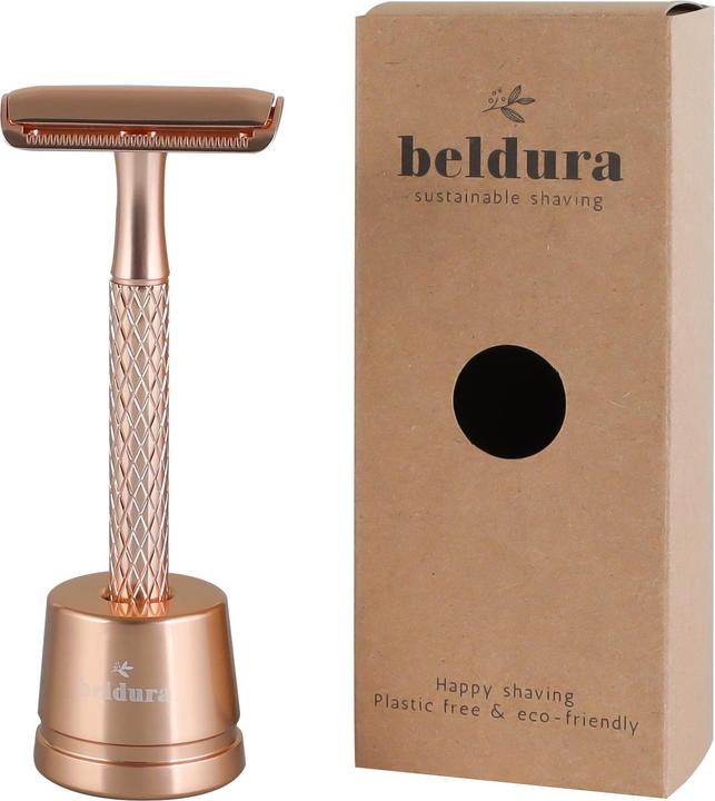 Beldura Gold razor with stand