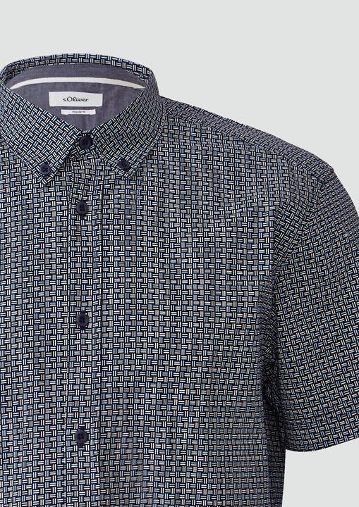 Immagine prodotto s.Oliver Hemd Regular Fit: Gemustertes Kurzarmhemd aus Baumwolle mit Button-Down-Kragen (M)