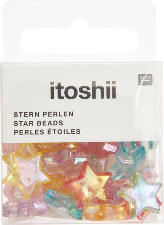 Rico Stern Perlen transparent, Farbmix 14 x 5 mm, 32 Stk.