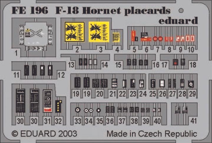 Actual product image Eduard F-18 Hornet placards