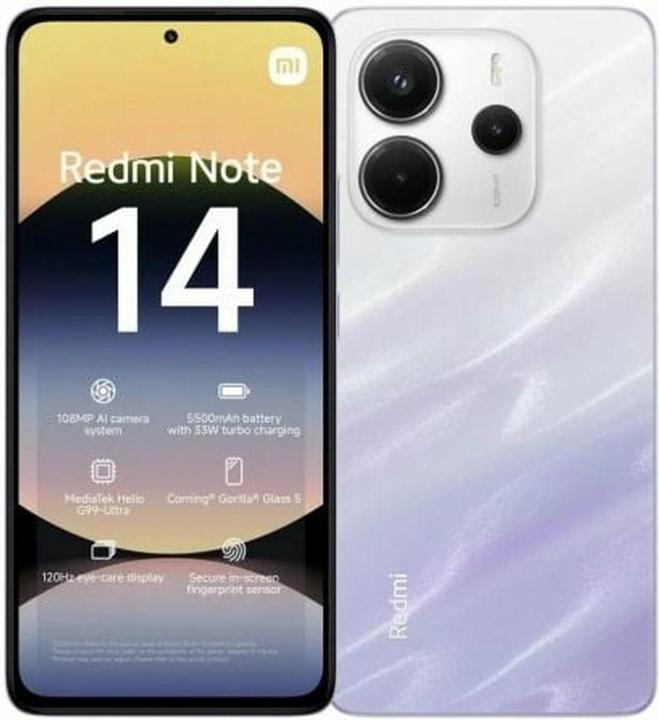 Actual product image Xiaomi Redmi Note 14 (128 GB, Mist Purple, 6.67", Hybrid Dual SIM, 4G)