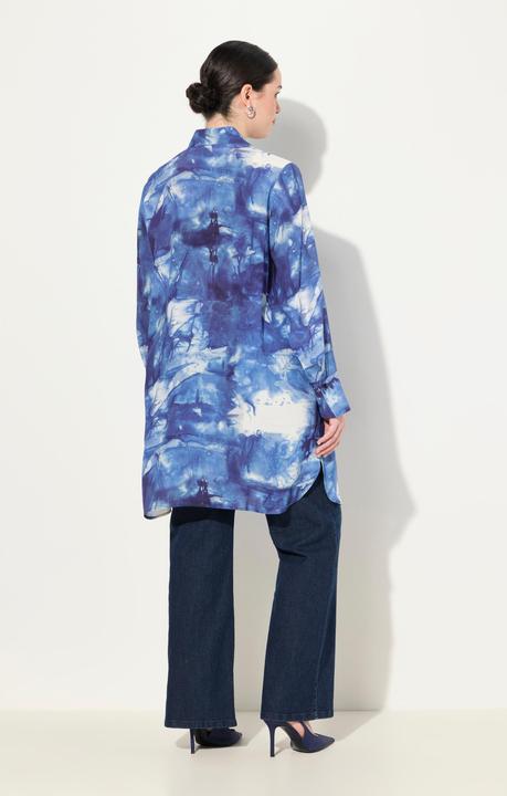 Actual product image Ulla Popken Tye Dyed Long Sleeve Button Down Tunic Blouse (46, 48)
