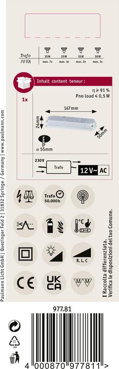 Image du produit Paulmann VDE Transformateur plat