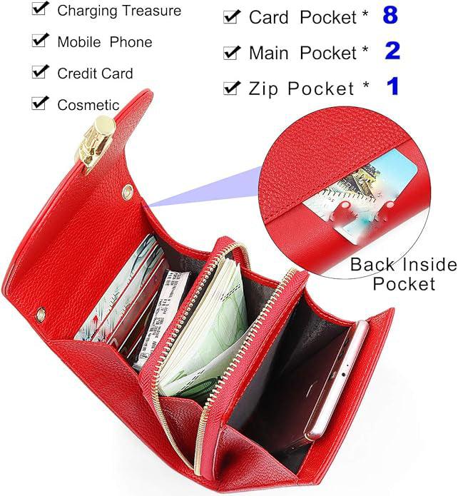 Immagine prodotto Only-Bags.Store Custodia per cellulare in vera pelle, borsa a tracolla, borsa a spalla, 8 scomparti per carte di