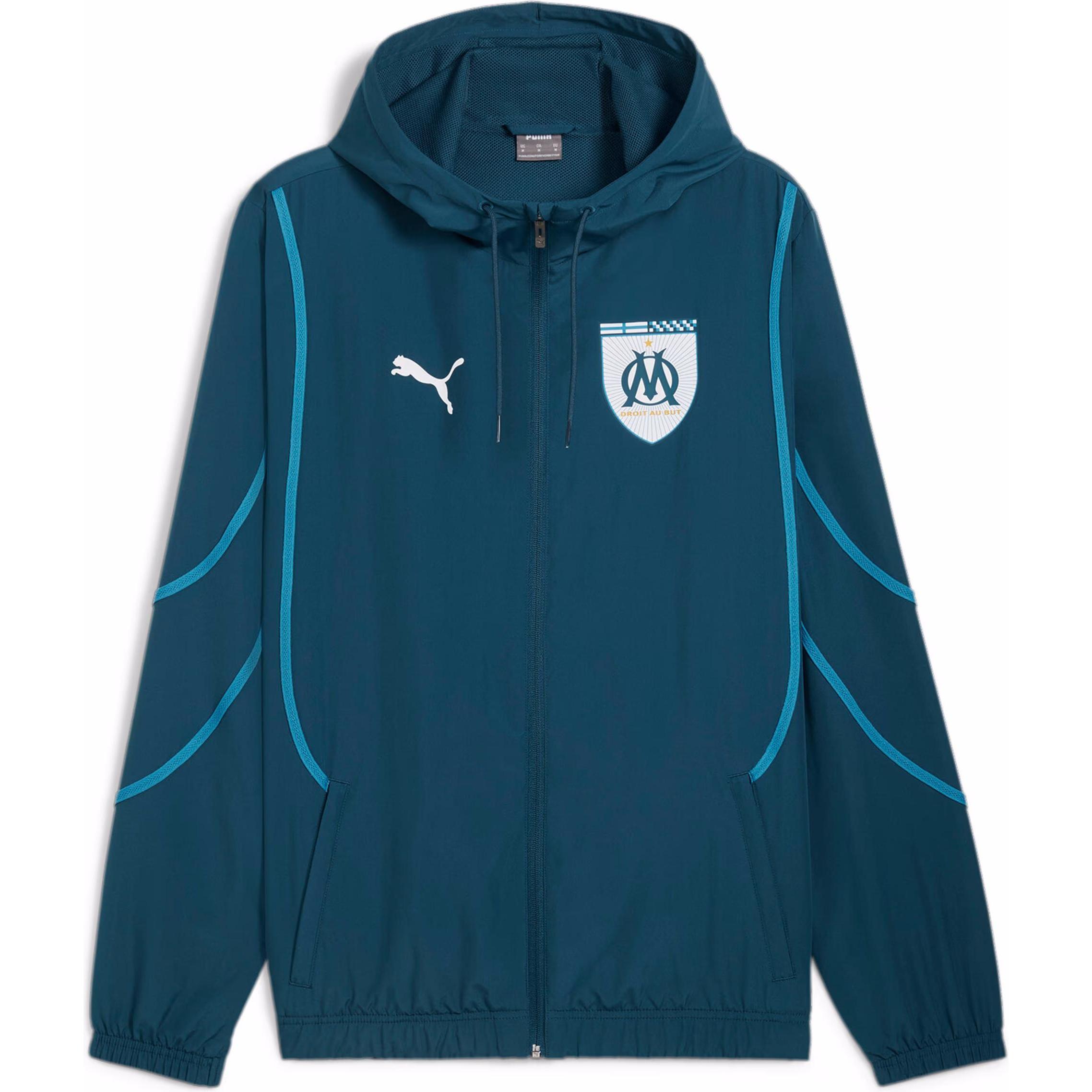 Puma, Herren, Laufjacke, OM Prematch Woven Jacket (L), Blau, L