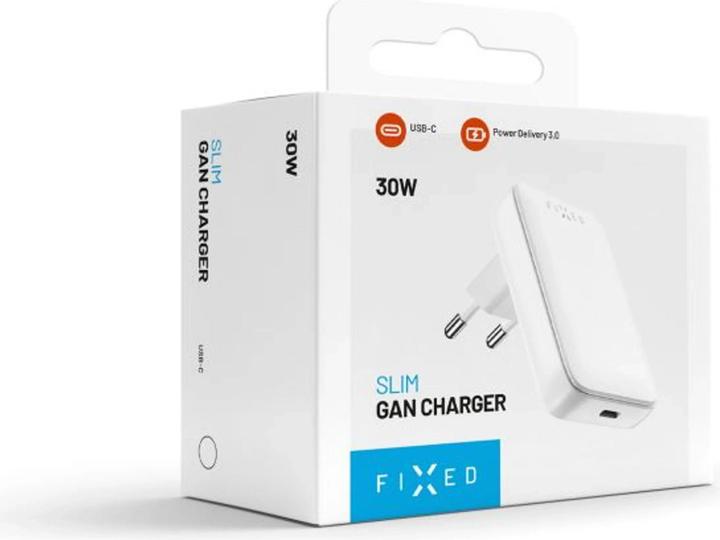 Produktbild Fixed - Wall Charger (FIXCG30S-C-WH) - Slim Design, Type-C, GaN, Power Delivery 3.0, 30W - White (30 W, 1 Port)