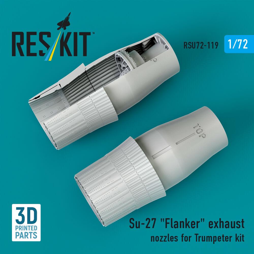 ResKit Su-27 Flanker exhaust nozzles for Trumpeter kit (3D Printed)