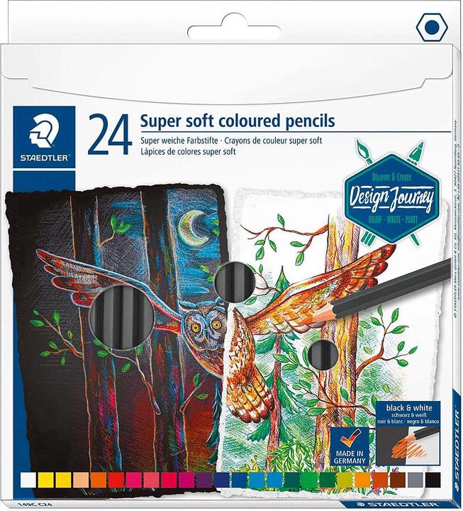 Image du produit Staedtler Crayon de couleur soft 24ST (Magenta, Purple, Orange, Grey, Cyan, Brown, Jaune, Pink, Bleu, Noir, Bordeaux, Green, Red, Blanc, 24 x)