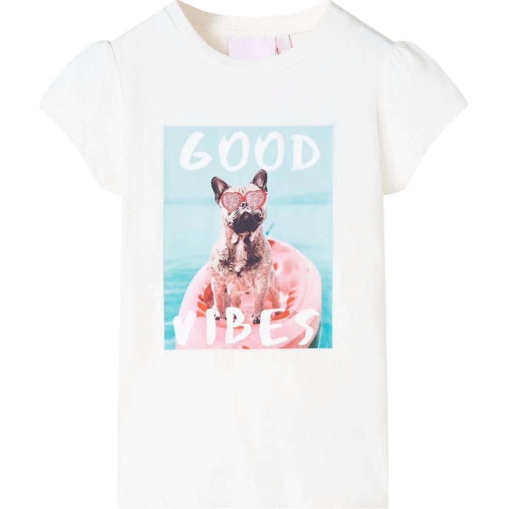 VidaXL, Jungen, Shirt, Kinder-T-Shirt Ecru 140,Material: 95 % Baumwolle. 5, Weiss, (140)