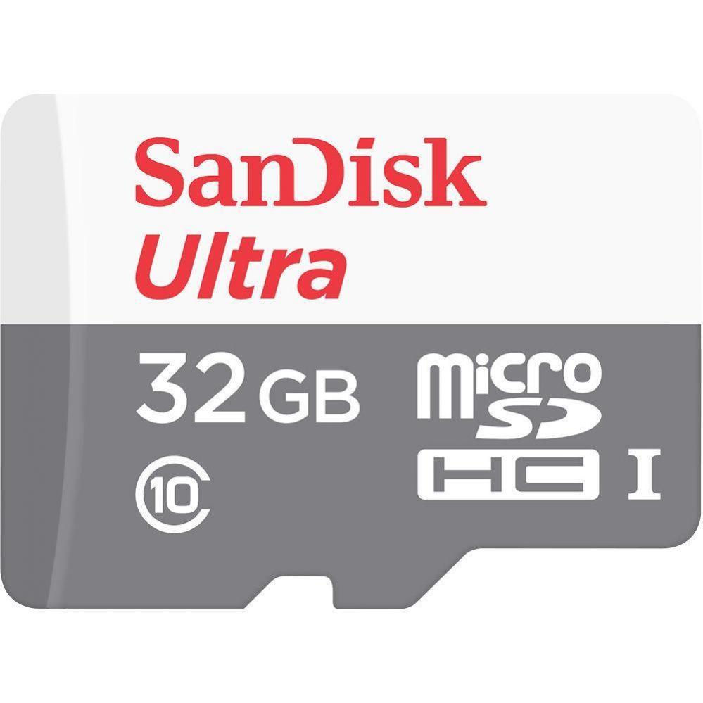 SanDisk Ultra Lite microSDHC Adapter (32 GB, microSDHC, U1, UHS-I), Speicherkarte, Grau, Rot