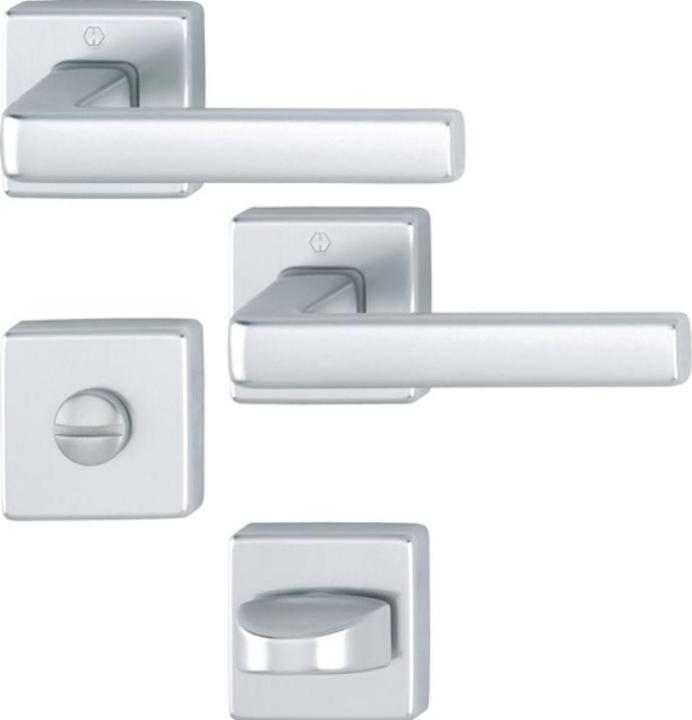 Actual product image Hoppe Rosette set Dublin 1124 / 843KV/843KVS Aluminium F1 angular SK/OL DIN left / right D/D (Door handle)